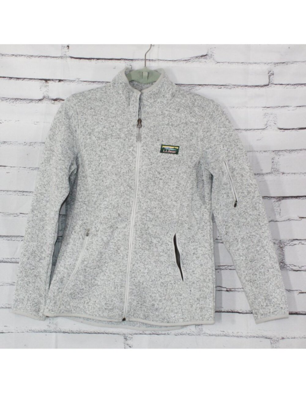 LL Bean Pewter Sweater Fleece Jacket Full Zip Gorpcore Hiking Size Small READ